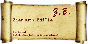 Zierhuth Béla névjegykártya